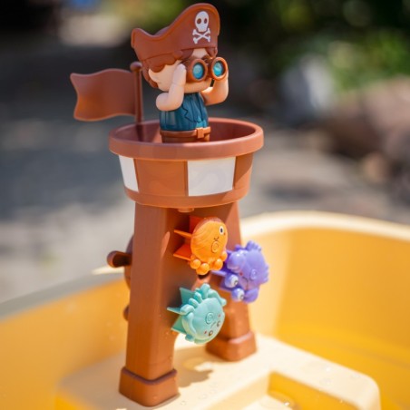 2-in-1 veelaud, piraadilaeva liivakast XL vihmavarju ja mullimasinaga