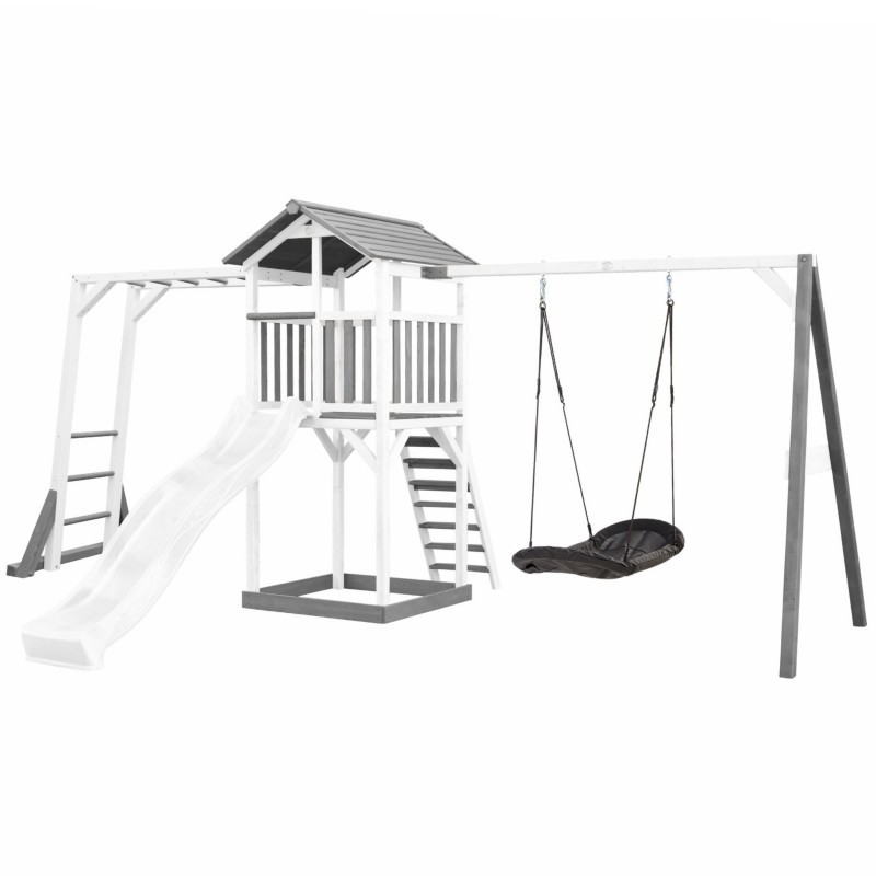 AXI puidust mänguväljak torn kiigega, ronimisredelid, XXL liumägi