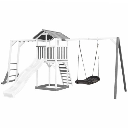 AXI puidust mänguväljak torn kiigega, ronimisredelid, XXL liumägi