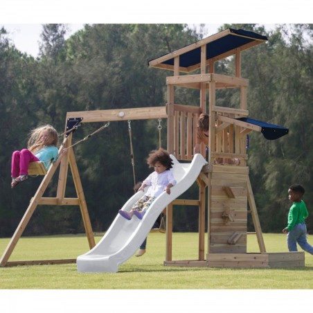 AXI puidust suur mänguväljaku kiiged liumägi + liivakast - valge