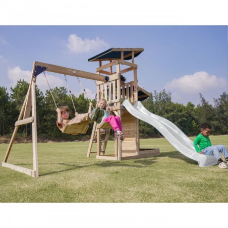 AXI puidust suur mänguväljaku kiiged liumägi + liivakast - valge