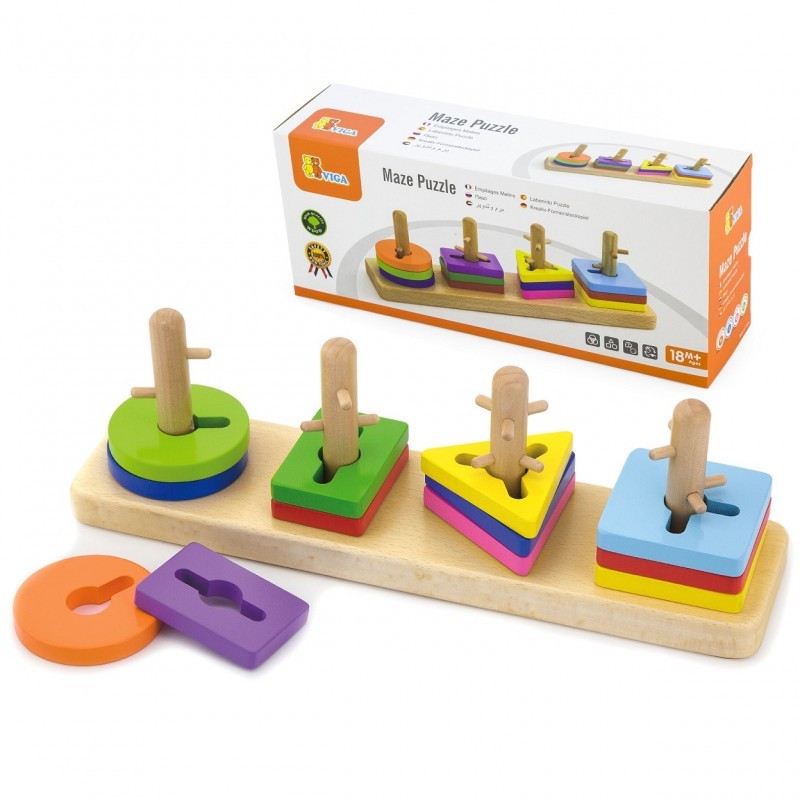 Viga Woden Montessori kujusorteerimisplokid