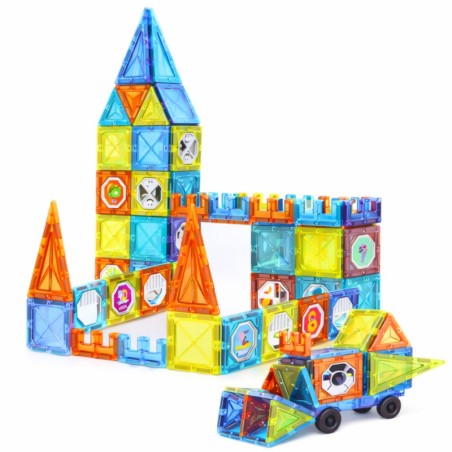 Magnetilised Õppeklotsid Aknad 3D Sõidukikleebistega 138 tk.