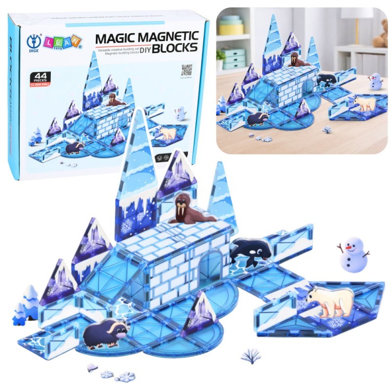 Magnetplokid Jäämaa Loomafiguurid Sinine 44 tk.