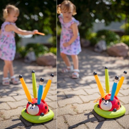 Kolm-ühes arkaadmäng raketiheitja hüppenööriga viskamine sihikule lepatriinu