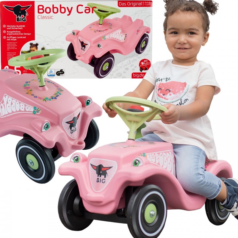 BIG Bobby Car klassikaline lilleline roosa tõukeauto