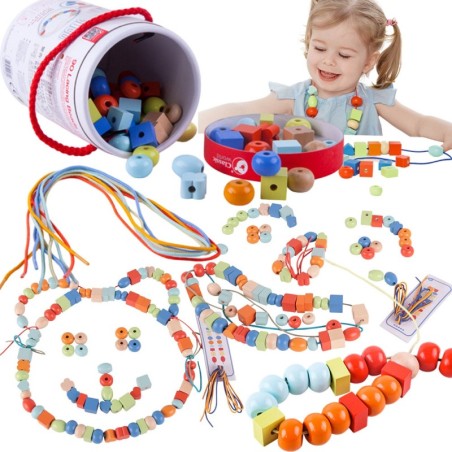 CLASSIC WORLD Puidust helmed nöörimiseks 96 tükki