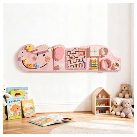 Puidust laste tegelustahvel seinale, roosa elevant