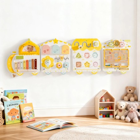 Puidust vedrurong tegelustahvel, seina õppetahvel