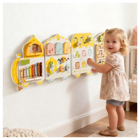 Puidust vedrurong tegelustahvel, seina õppetahvel