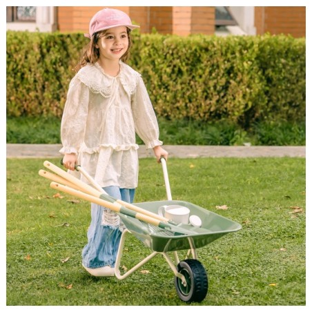 Laste aiakäru ja aiandus komplekt (rehad, labidas, kastekann ja taimesildid), roheline