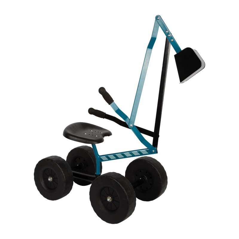 Sinine laste liivakasti ekskavaator kopaga liivamänguasi ratastel