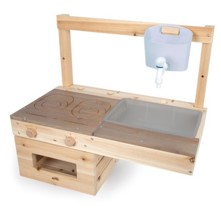 Seinale kinnitatav mudaköök, täispuit, hall töötasapind