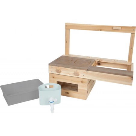 Seinale kinnitatav mudaköök, täispuit, hall töötasapind