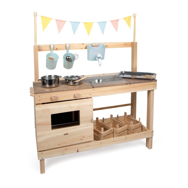 Mudaköök ja õuepood, täispuidust, XL, tarvikutega