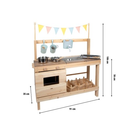 Mudaköök ja õuepood, täispuidust, XL, tarvikutega