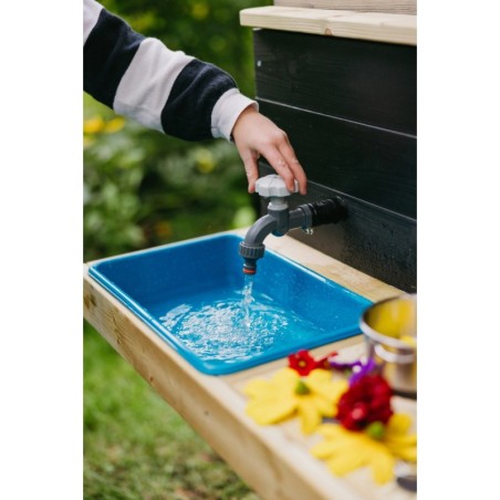 Mänguväljak M50-K seiklus mängumaja platvormi, liumäe ja ühe kiigega + mudaköök, pastell roheline