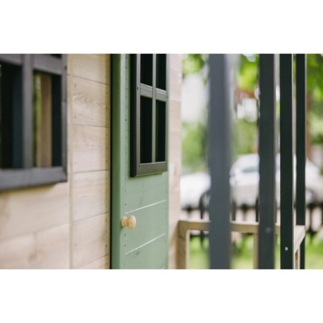 Mänguväljak M48-GK seiklus mängumaja platvormi, liumäega ja ronimismooduliga + väliköök- pastell roosa / hall