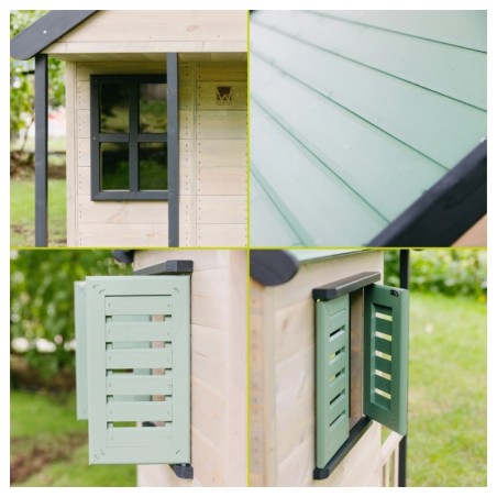 Mänguväljak M48-G seiklus mängumaja platvormi, liumäega ja ronimismooduliga- pastell roosa / hall