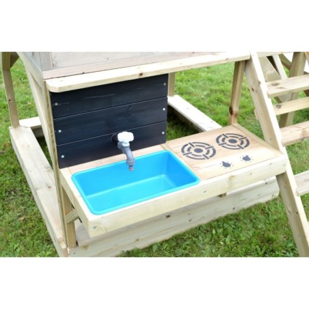 Mänguväljak M48 seiklus mängumaja platvormi ja liumäega + väliköök- pastell roheline /hall