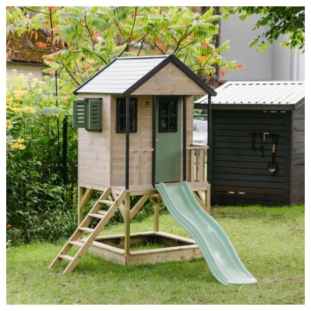 MÄnguväljak M48 seiklus mängumaja platvormi ja liumäega - pastell roheline