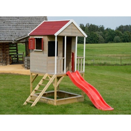 Mängumaja mänguväljak M7-K (moodul mängumaja+platvorm+liumägi) + väliköök