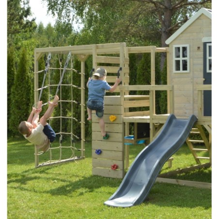 Mängumaja mänguväljak M22G hall (moodul mängumaja+platvorm+liumägi) + ronimismoodul Gym + väliköök