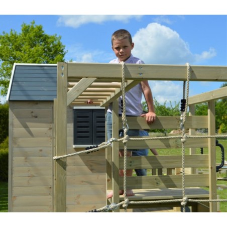 Mängumaja mänguväljak M22G hall (moodul mängumaja+platvorm+liumägi) + ronimismoodul Gym + väliköök