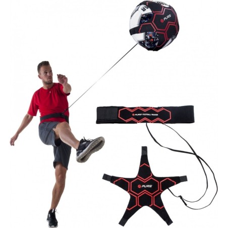 JALGPALLITREENER KUMMIST MUSTA PUNASE PURE 2 PARANDUSEGA