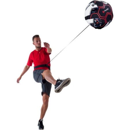 JALGPALLITREENER KUMMIST MUSTA PUNASE PURE 2 PARANDUSEGA