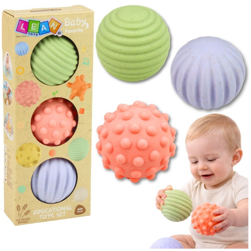 Sensoorsete pallide komplekt beebidele Pastell 3 tk 6 cm