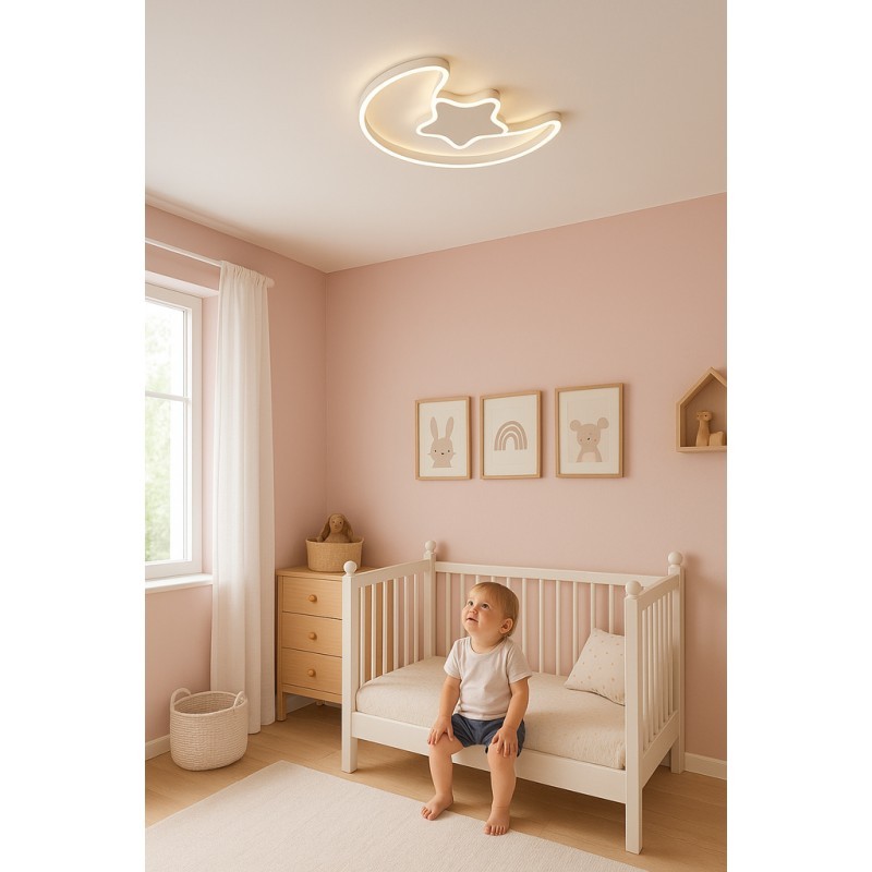 LED lae plafoonlamp lastetuppa timmitav LUMELA + kaugjuhtimispult moon white