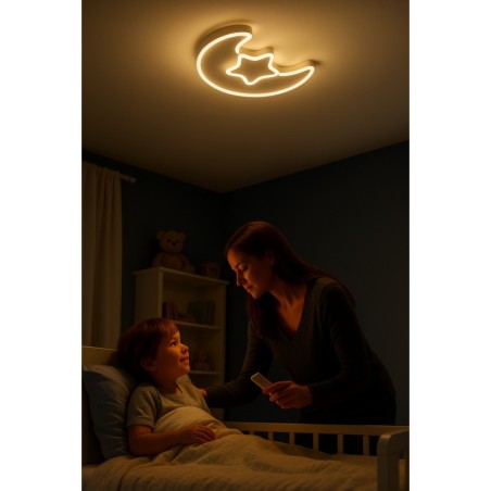 LED lae plafoonlamp lastetuppa timmitav LUMELA + kaugjuhtimispult moon white