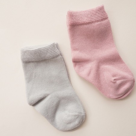 Bambus beebisokid 2 paari, hall/roosa