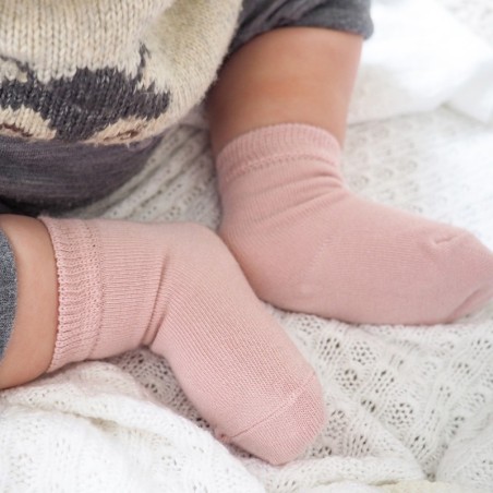 Bambus beebisokid 2 paari, valge/heleroosa