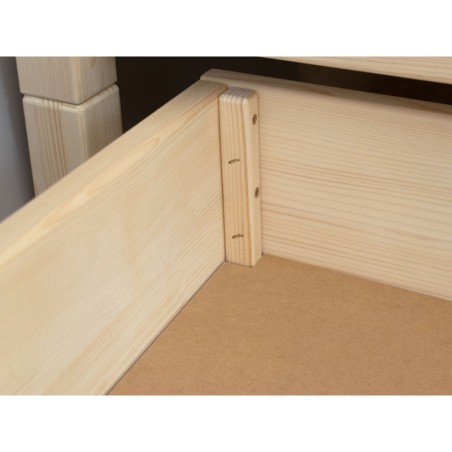 Voodi alune sahtel (raam+täispõhi) Buddy ratastel, naturaalne (läbipaistev õli)