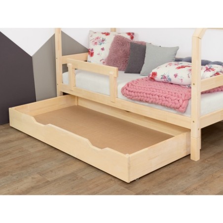 Voodi alune sahtel (raam+täispõhi) Buddy ratastel, naturaalne