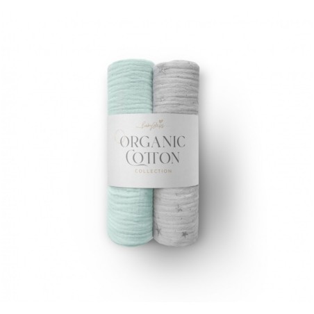 Orgaanilised musliinlapid (70x70 cm), 2-pakk, Pastel Sky