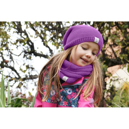 Laste soe kootud müts, lilla