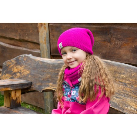 Laste soe kootud müts, fuksia