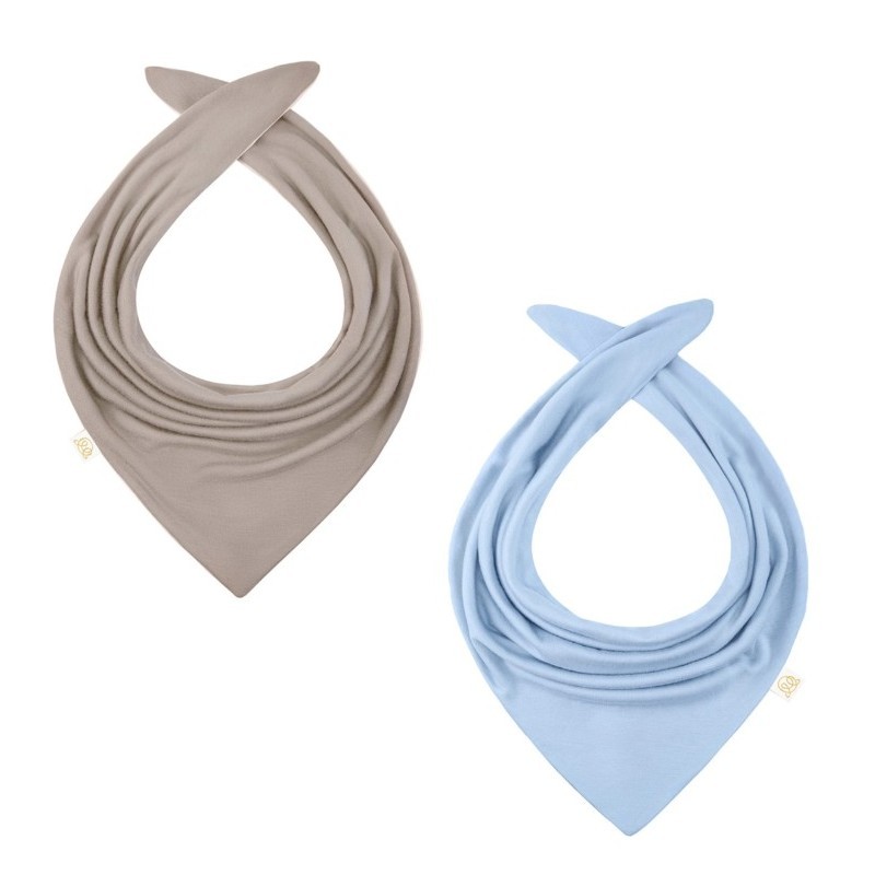 Bambus kahepoolne kolmnurk-sall, pruun/helesinine