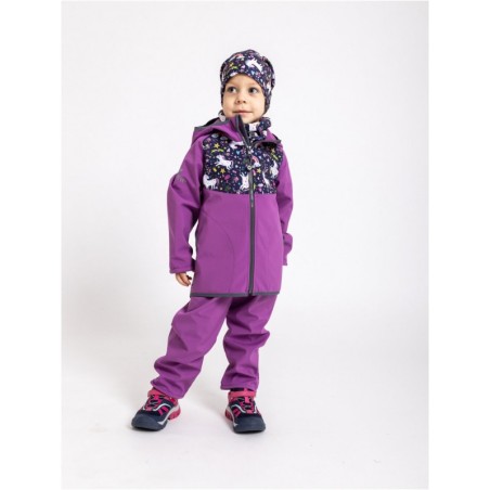 Softshell püksid fliisvoodriga Basic väikelastele, lilla/ükssarvikud