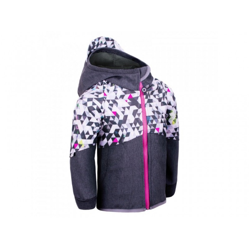 Laste softshell jope ilma voodrita, antratsiit/metricon/roosa