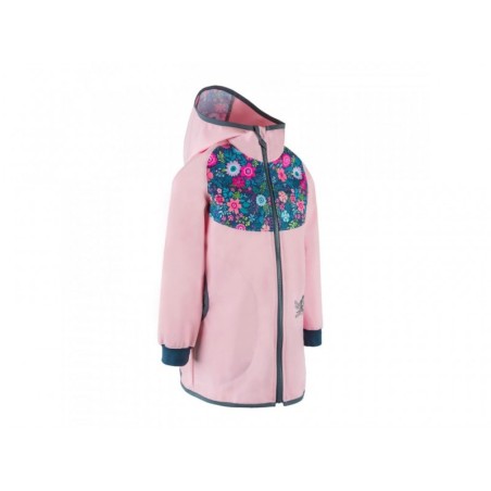 Laste õhuke ilma voodrita mantel 122/128, roosa/lilled