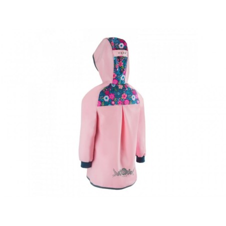 Laste õhuke ilma voodrita mantel 122/128, roosa/lilled