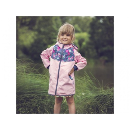 Laste õhuke ilma voodrita mantel 122/128, roosa/lilled