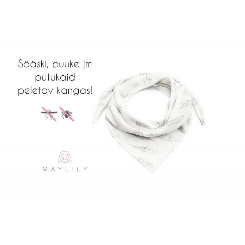 Sääskede vastane kolmnurk sall - pearätik, bambus, silver feathers