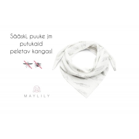 Sääskede vastane kolmnurk sall - pearätik, bambus, silver feathers