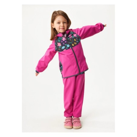 Softshell püksid fliisvoodriga Basic väikelastele, fuksia/lilled