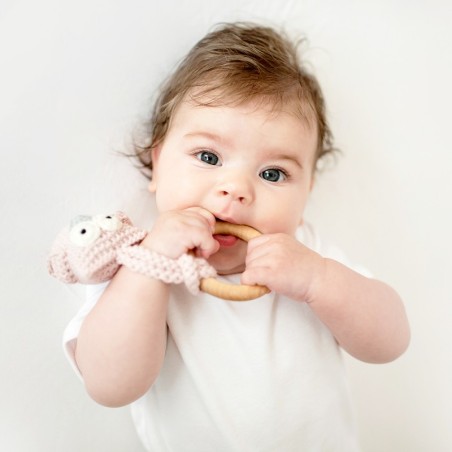 Närimisrõngas, öökull, hall/roosa